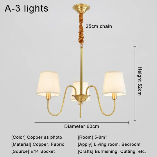 Modern LED Chandelier Pendant Light for Living Room and Dining A 3 lights / Warm White