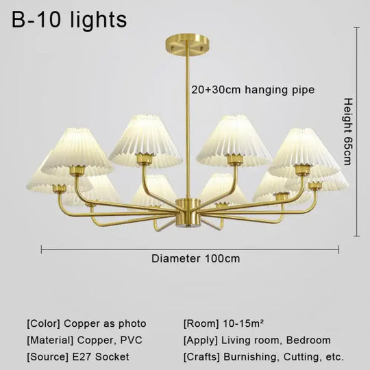Modern LED Chandelier Pendant Light for Living Room and Dining B 10 lights / Warm White