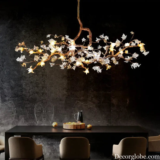 Charming Vintage Copper Flower Chandelier -  Tree Branch LED Lighting for Dining Rooms, Kitchen Islands, and Indoor Decor - DecorGlobe