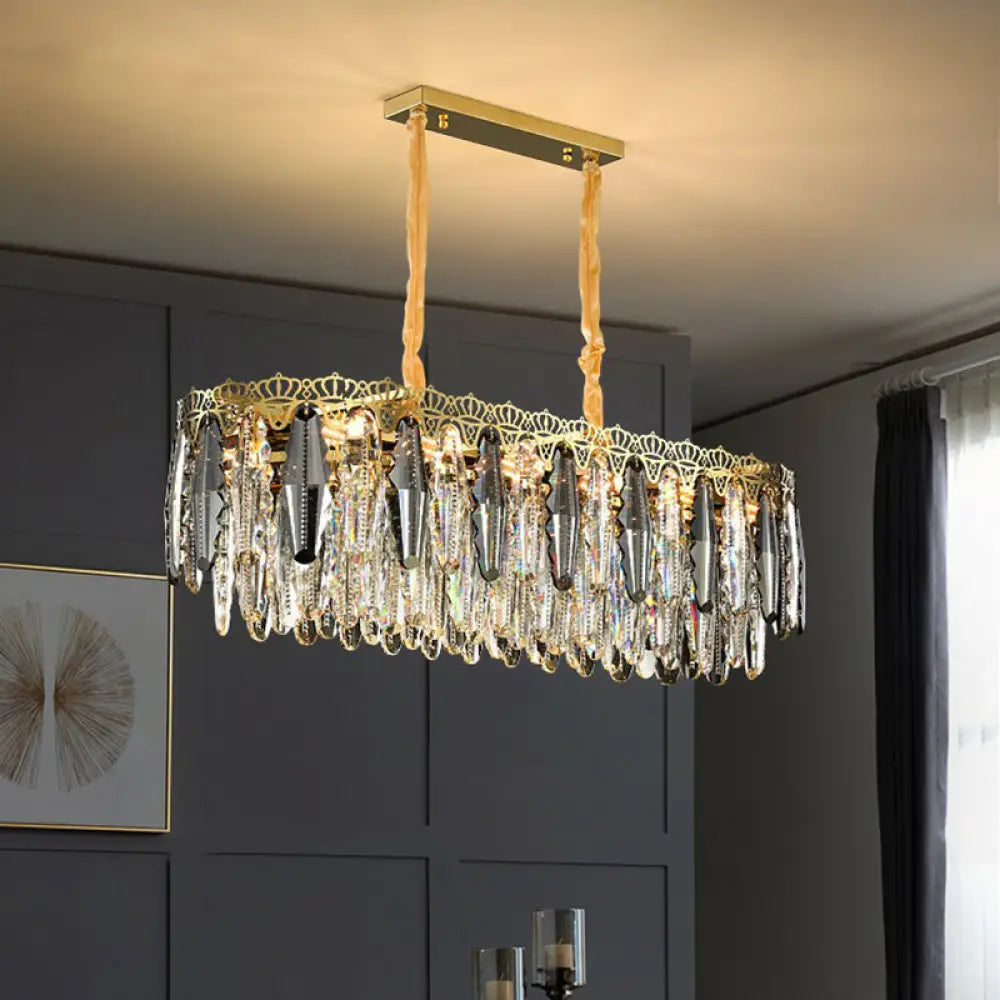Brynlee Elegance Blooms: Crystal Leaf Pendant Light - DecorGlobe