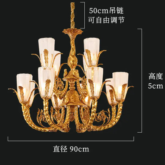 French style copper living room chandelier European style romantic cozy dining room lamp bedroom copper lamp home