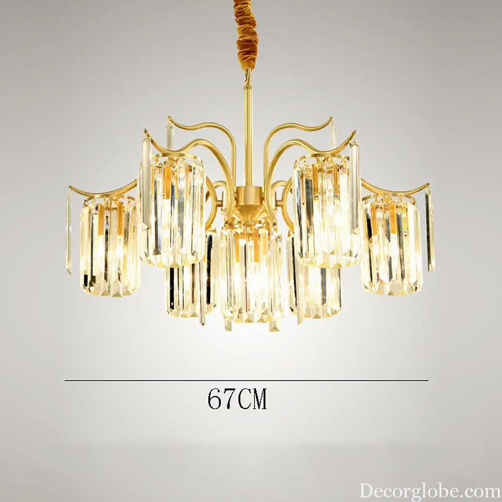 Classical Gold Crystal LED Chandelier with Copper and Glass Accents Lighting > Ceiling lights > Chandeliers