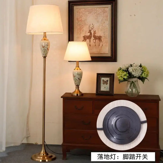 Élise European Retro Flower Ceramic LED Floor Lamp - Style 9