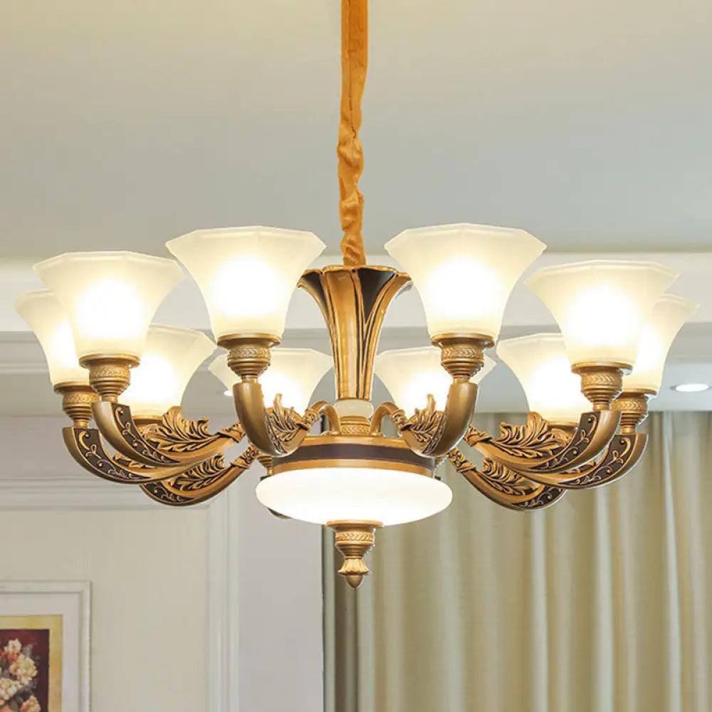 Contemporary Glass Pendant Light Kit: Bell-Shaped Ceiling Chandelier for Living Room White 10 / White