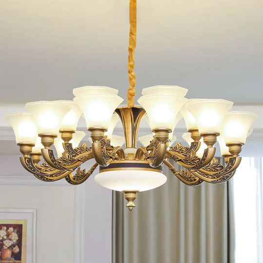 Contemporary Glass Pendant Light Kit: Bell-Shaped Ceiling Chandelier for Living Room White 18 / White