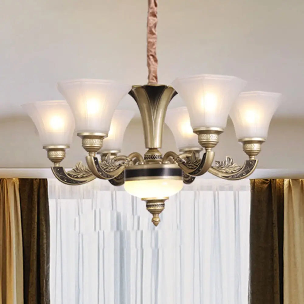 Contemporary Glass Pendant Light Kit: Bell-Shaped Ceiling Chandelier for Living Room White 6 / White