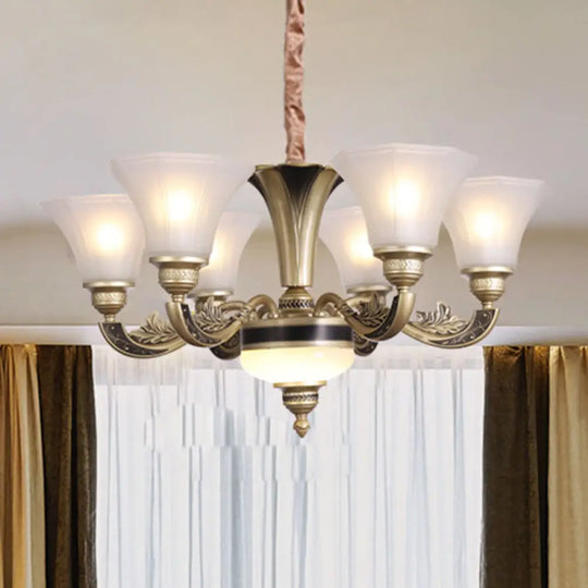 Contemporary Glass Pendant Light Kit: Bell-Shaped Ceiling Chandelier for Living Room White 6 / White