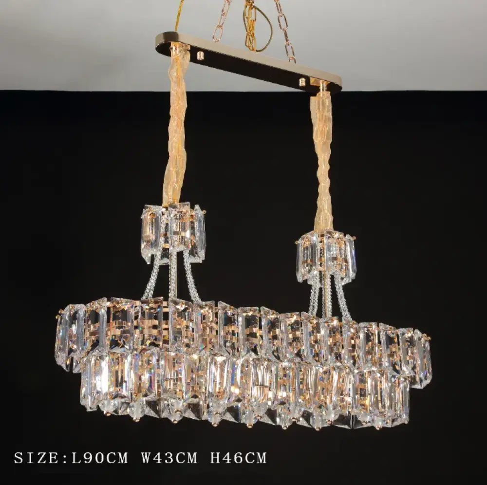 Contemporary LED Crystal Chandelier - Illuminate Your Living Room with Elegant Round and Rectangle Golden Indoor Lighting - DecorGlobe