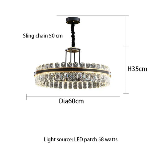 Crystal Chandelier - Modern Minimalist LED Black Leather Design for Living Rooms, Bedrooms, and Dining Spaces - DecorGlobe