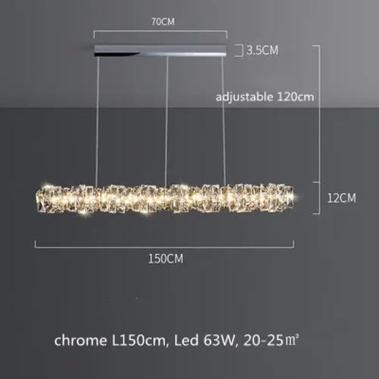 Sophisticated Crystal LED Pendant Lights - Dimmable, Ideal for Living and Dining Rooms - Luxurious Ring Design - DecorGlobe