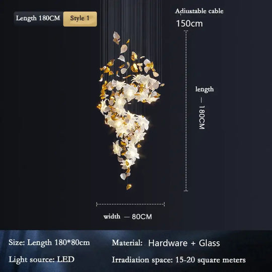 Decor globe Loft Crystal Ceiling Chandelier - Luxury Crystal Hanging Light for Staircases, Living Rooms, and Modern Villa Elegance - DecorGlobe