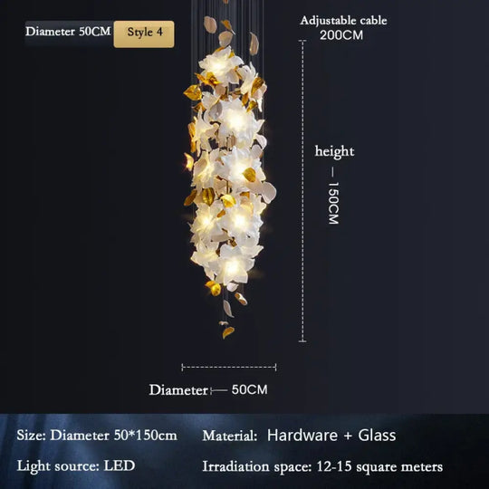 Decor globe Loft Crystal Ceiling Chandelier - Luxury Crystal Hanging Light for Staircases, Living Rooms, and Modern Villa Elegance - DecorGlobe