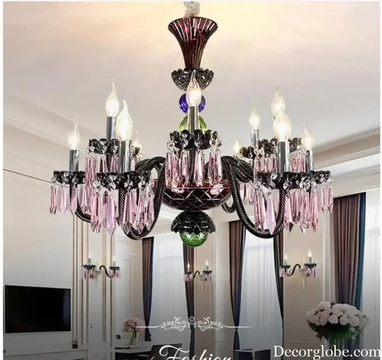 Decora Colorful Crystal Chandeliers Modern LED Pendant Lamp For Living Room E14 AC lustres de sala de cristal Home