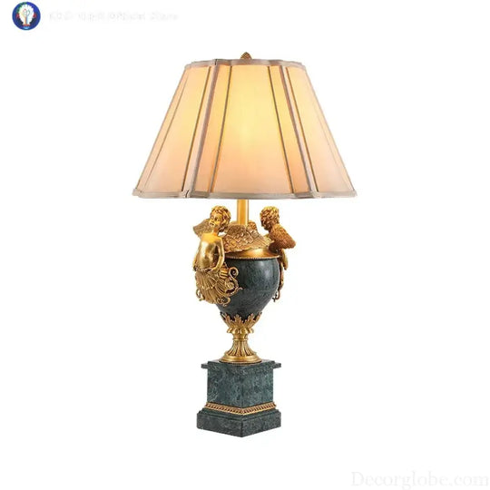European Style Home Living Room Deco Table Lamps Luxury Bedside Led Desk Light French Retro Marble Brass Lamps - D47