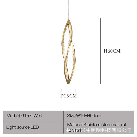 Duplex Staircase Long Crystal Chandelier for Loft &amp; Open-Air Spaces D16 H60cm