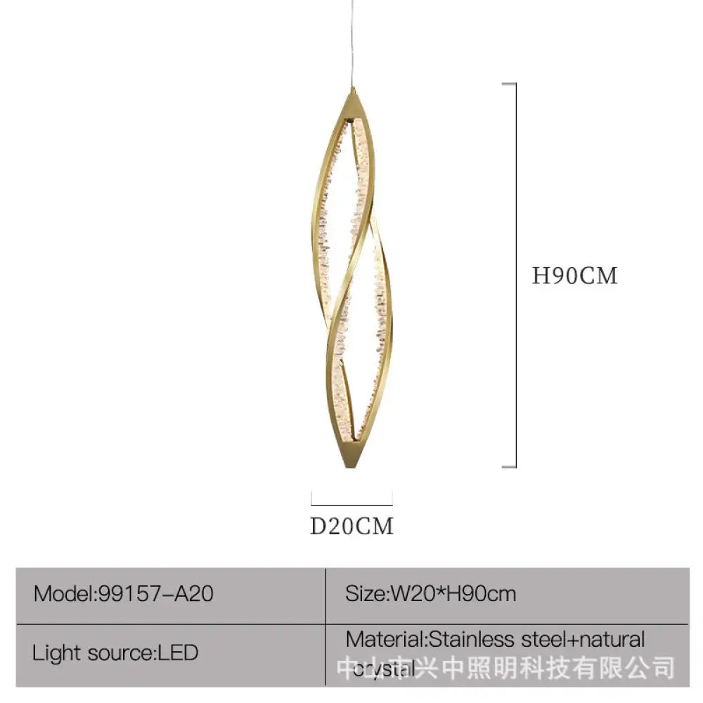 Duplex Staircase Long Crystal Chandelier for Loft &amp; Open-Air Spaces D20 H90cm