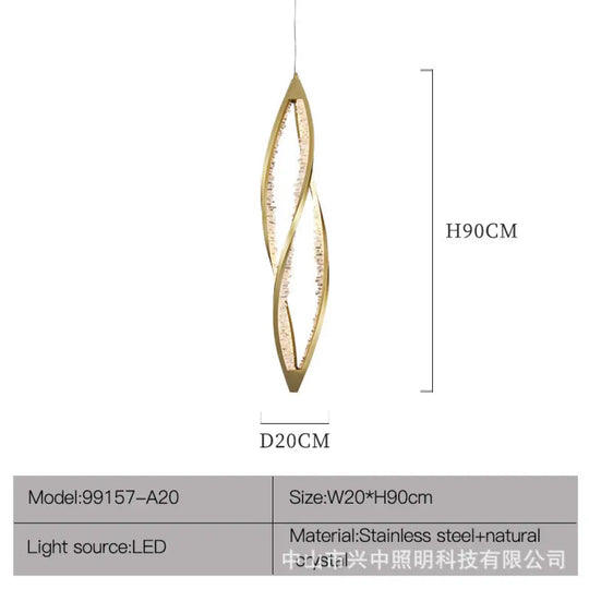 Duplex Staircase Long Crystal Chandelier for Loft &amp; Open-Air Spaces D20 H90cm