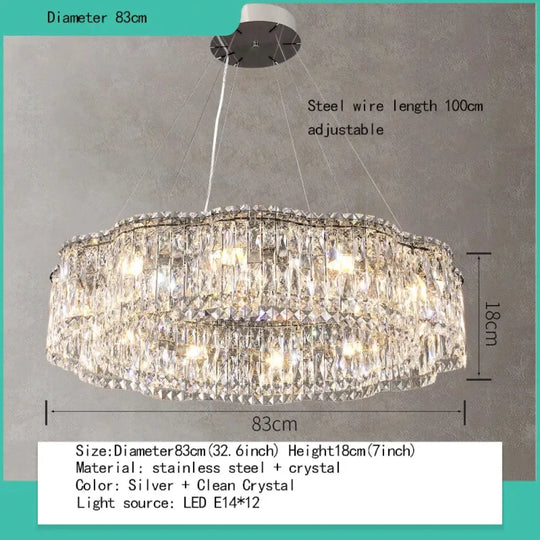 Elegant Chrome Stainless Steel K9 Crystal Chandelier - A Modern Luxury Lighting Fixture for Living Rooms, Bedrooms, and Dining Spaces - DecorGlobe