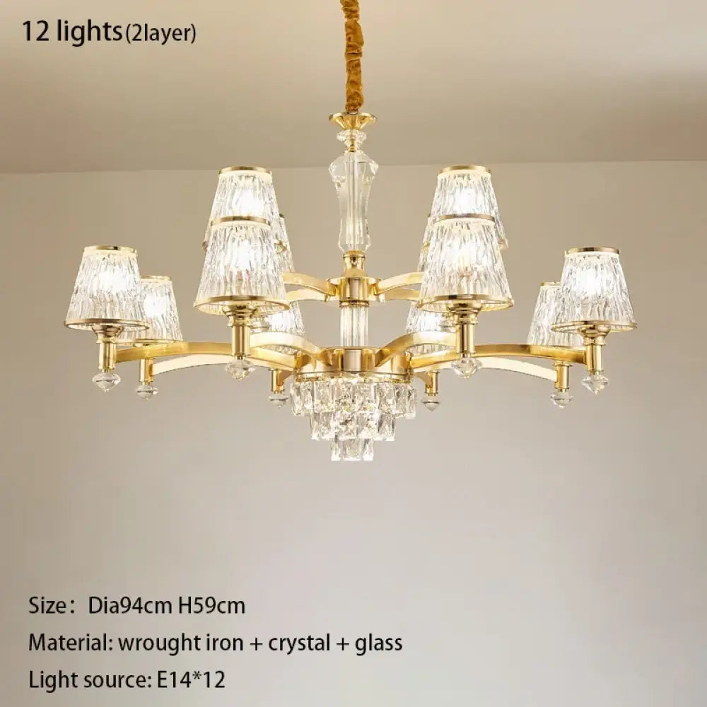 Elegant European Style Crystal Chandelier - A Modern Light Luxury Fixture for Living Rooms, Bedrooms, and Dining Areas - DecorGlobe