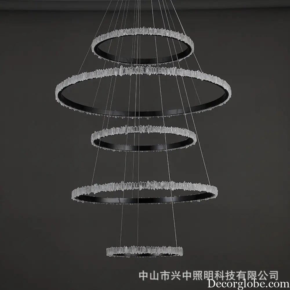 Ellie Modern Black Stainless Steel Natural Crystal Chandelier Chandelier