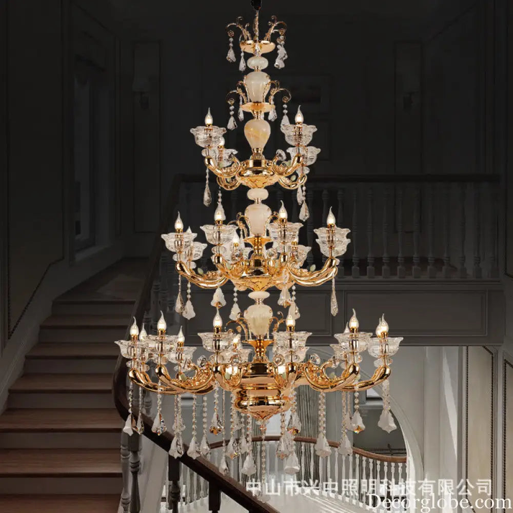 European-style copper crystal living room chandelier French restaurant Home luxury villa hotel bedroom room lighting