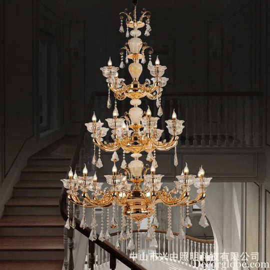 European-style copper crystal living room chandelier French restaurant Home luxury villa hotel bedroom room lighting