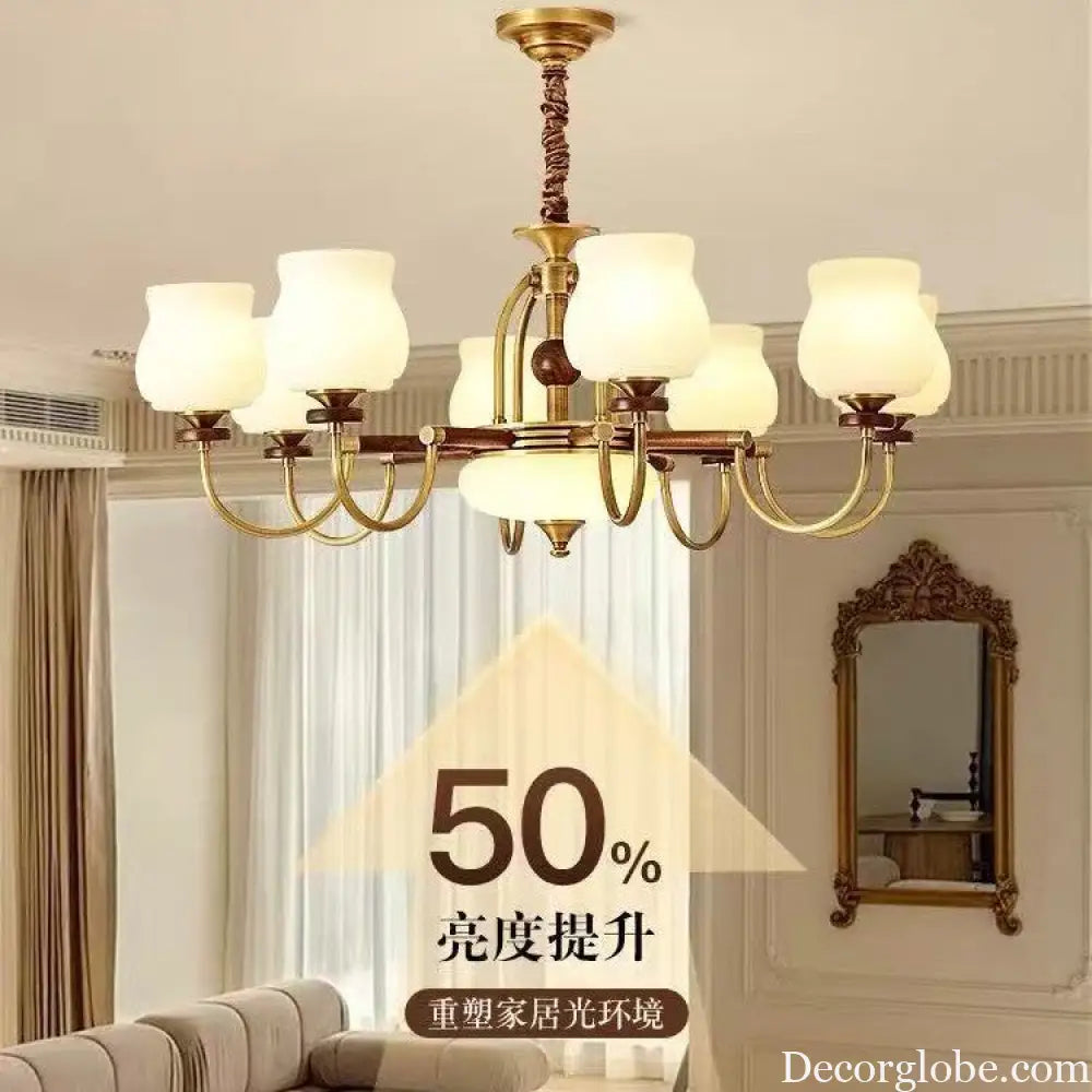 French-Style Vintage Living Room Chandelier 2026 New Model High-End Elegant Main Light All-Copper Bedroom Retro