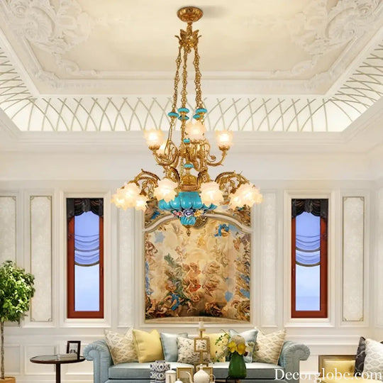 CÉLORIN European Copper &amp; Ceramic Grand Chandelier Chandelier