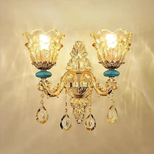 European Luxury Crystal Chandelier Light for Living Room and Bedroom 2 arms / Neutral light / China Mainland Chandelier
