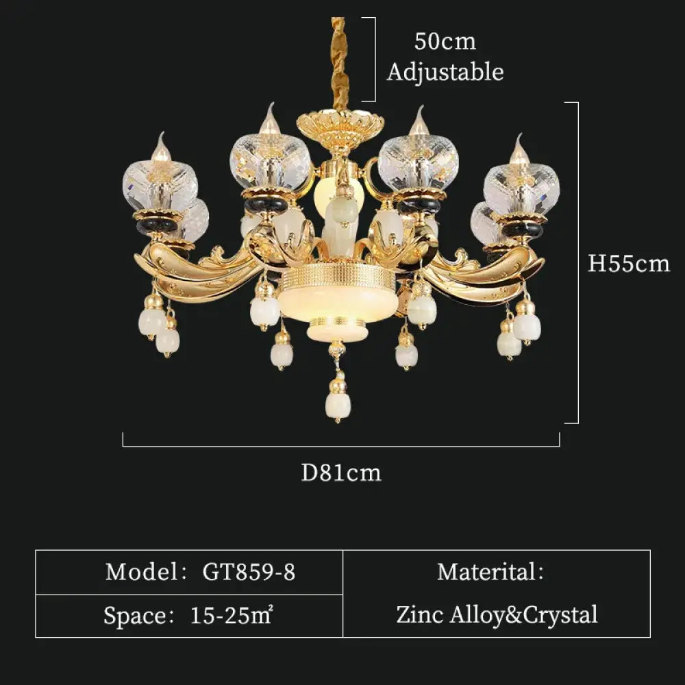 RÉGALIA European Rococo Marble &amp; Crystal Chandelier 8 lights D81 H55cm Chandelier