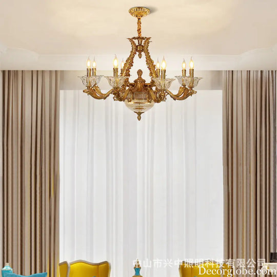 French Copper Crystal Chandelier for Living Room &amp; Villa 8 heads (diameter 88cm, height 61cm)