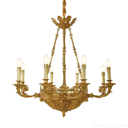French Retro Crystal Copper Chandelier for Luxury Villas 8 heads (diameter 85cm, height 80cm)