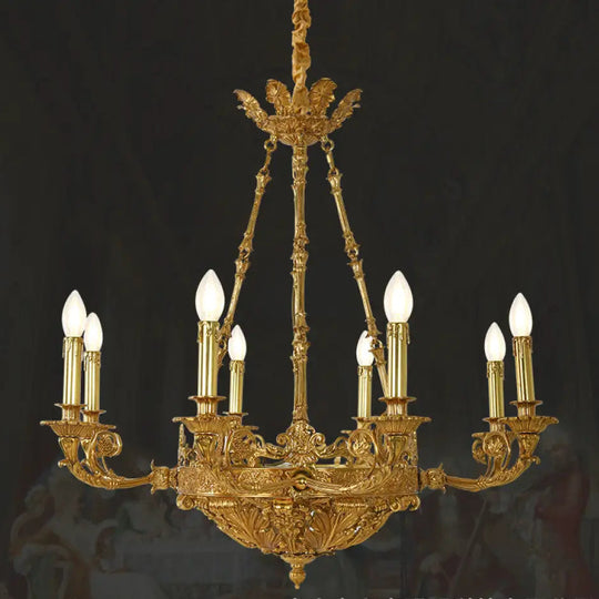 French Retro Crystal Copper Chandelier for Luxury Villas 8 heads (diameter 85cm, height 80cm)