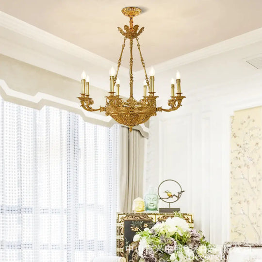 French Retro Crystal Copper Chandelier for Luxury Villas 8 heads (diameter 85cm, height 80cm)