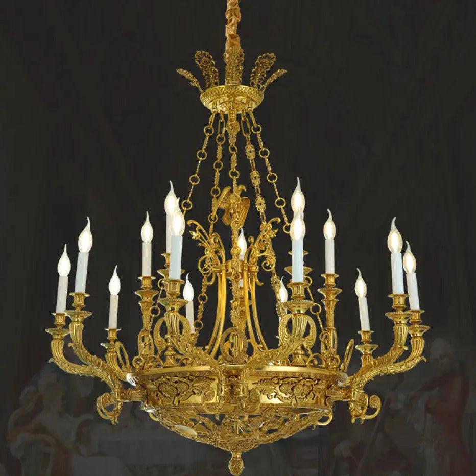 French-Style Crystal Copper Chandelier for Luxury Villas 15-head chandelier (diameter 105cm, height 120cm)