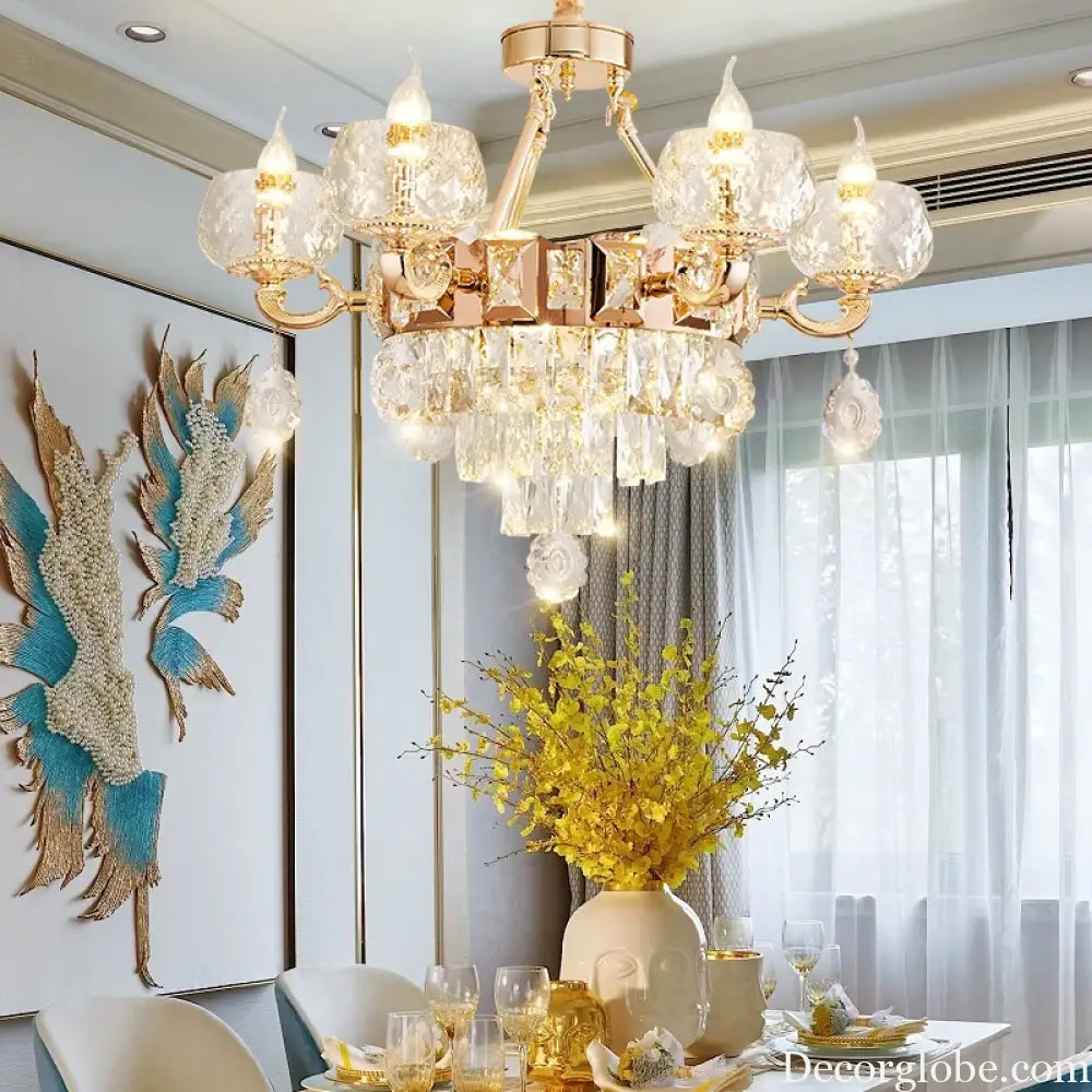 Grand European Style Crystal Pendant Lamp - High-Grade Luxury for Living Rooms, Dining Areas, and Bedrooms - DecorGlobe