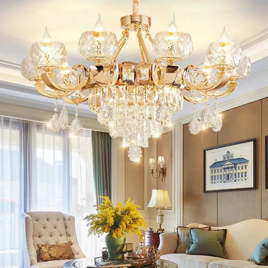 Grand European Style Crystal Pendant Lamp - High-Grade Luxury for Living Rooms, Dining Areas, and Bedrooms - DecorGlobe