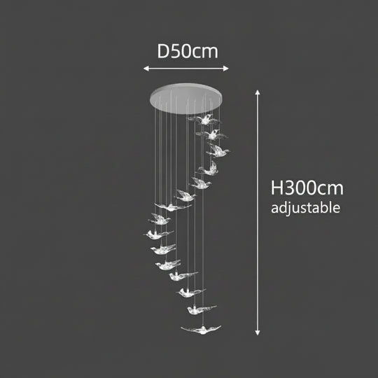 Acrylic Bird LED Pendant Lamp Pigeon Staircase Chandelier Hall Ceiling Hanging Lights Indoor Stair Artistic Decoration