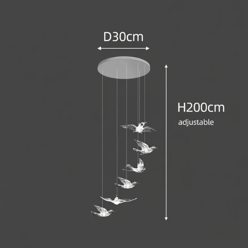 Acrylic Bird LED Pendant Lamp Pigeon Staircase Chandelier Hall Ceiling Hanging Lights Indoor Stair Artistic Decoration