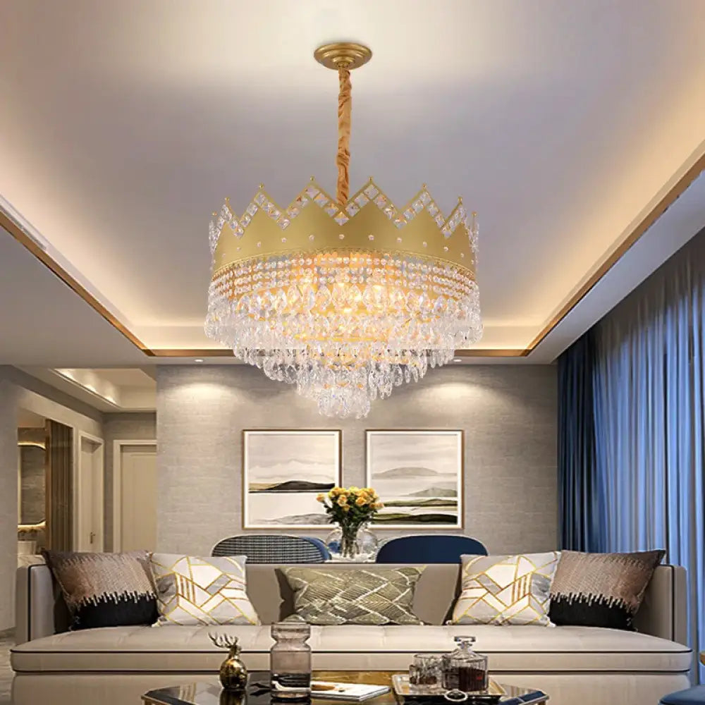 Elegant French Pastoral Golden Crystal Chandelier - Perfect for Living Rooms, Dining Rooms, Bedrooms, and Entrances - DecorGlobe