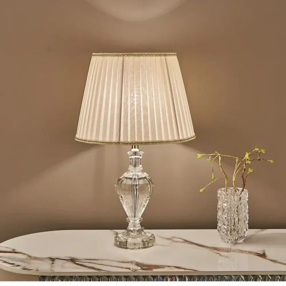 Luxury Crystal Table Lamp for Bedroom & Bedside Decor - White