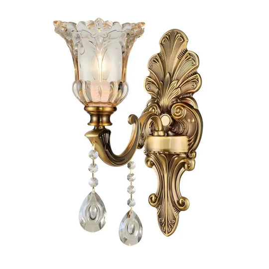 European Retro Crystal Walls Light Living Room Bedroom Bedside Lamp Modern Corridor Aisle Mirror Front Wall Sconce