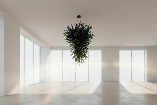 Large Black Hand Blown Glass Pendant Lamp for Statement Lighting W90xH150cm Chandelier