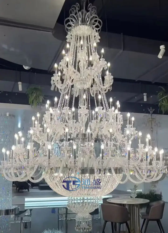 European-Style Living Room Crystal Chandelier Duplex Floor-To-Ceiling Light Fixture Luxurious and Grand Chandelier for