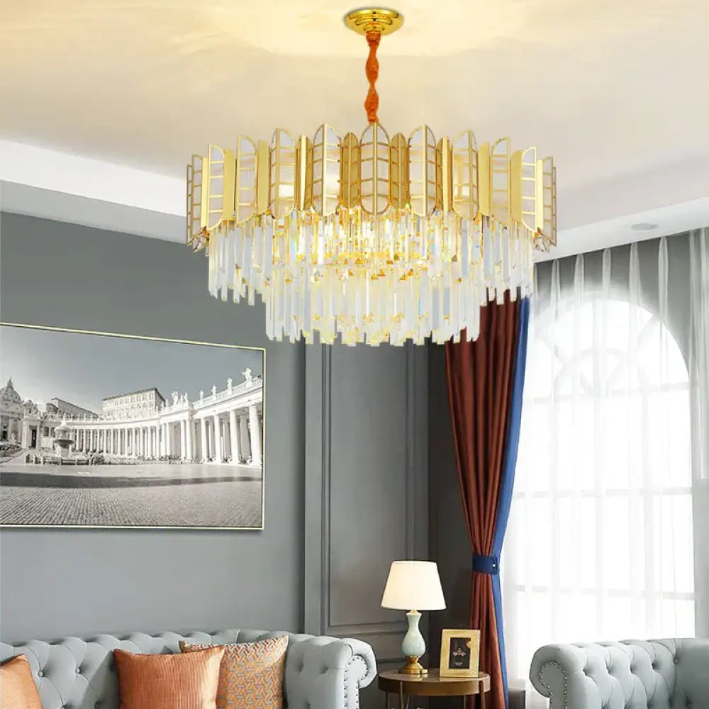 LED Stainless Steel Golden Post-Modern Chandelier - Light Luxury Crystal Elegance for Living Rooms, Bedrooms, and Dining Spaces - DecorGlobe