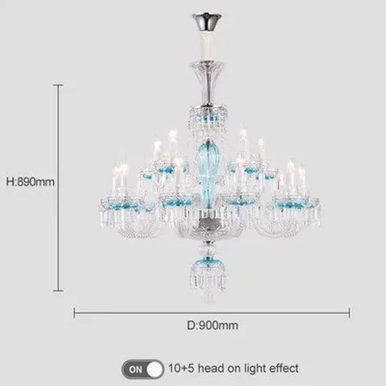 Luxury Crystal Candle Chandelier for Living and Dining Room 15 lamp arms / Neutral light Chandelier