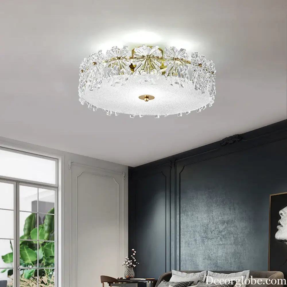 Modern Minimalist Luxury Crystal Glass Maple Leaf Ceiling Lamp Chandelier Living Room Decoration Bedroom Led Indoor