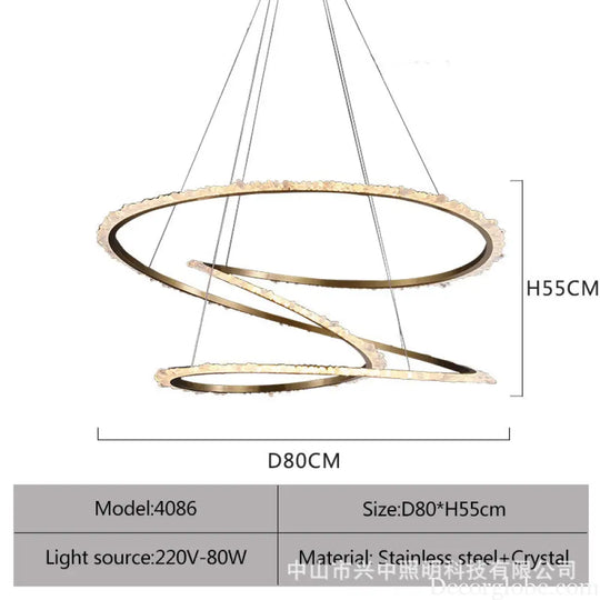 Maya Post-Modern Three Ring Crystal Chandelier D80 H55 Three Rings Chandelier