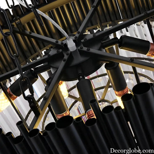 Circular Clear Crystal Metal Black Modern Chandelier Pendant Lamp Lighting > Ceiling lights > Chandeliers