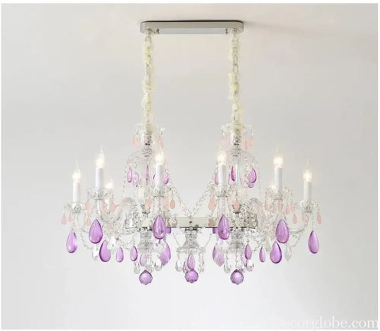Modern Clear Purple Crystal Chandelier Lustre Crystal Chandelier Decora Candle 6arms Lustres De Cristal Chandelier AC